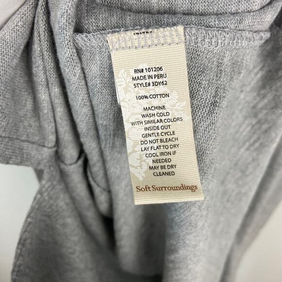 Soft Surroundings Gray Dress Short Sleeve Flare Skirt Cotton Size Medium Petite - Picture 11 of 12